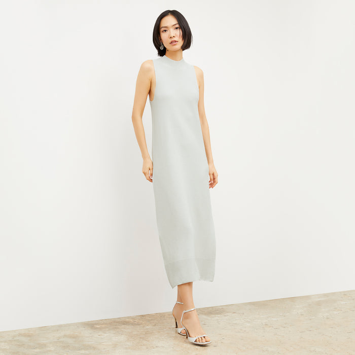Woman standing wearing the Ella Sandal in Silver