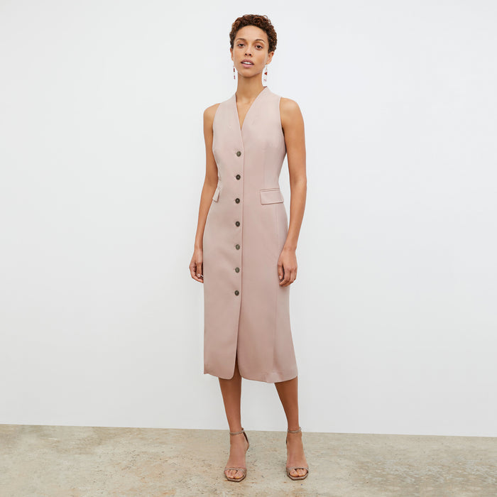 Woman standing wearing the Ella Sandal in Rosy Taupe