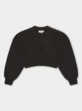 EMBLEM APPLIQUE CROP SWEATSHIRT - BLACK