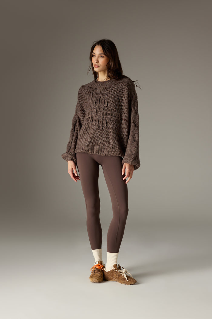 EMBLEM OVERSIZED KNIT JUMPER - COCOA