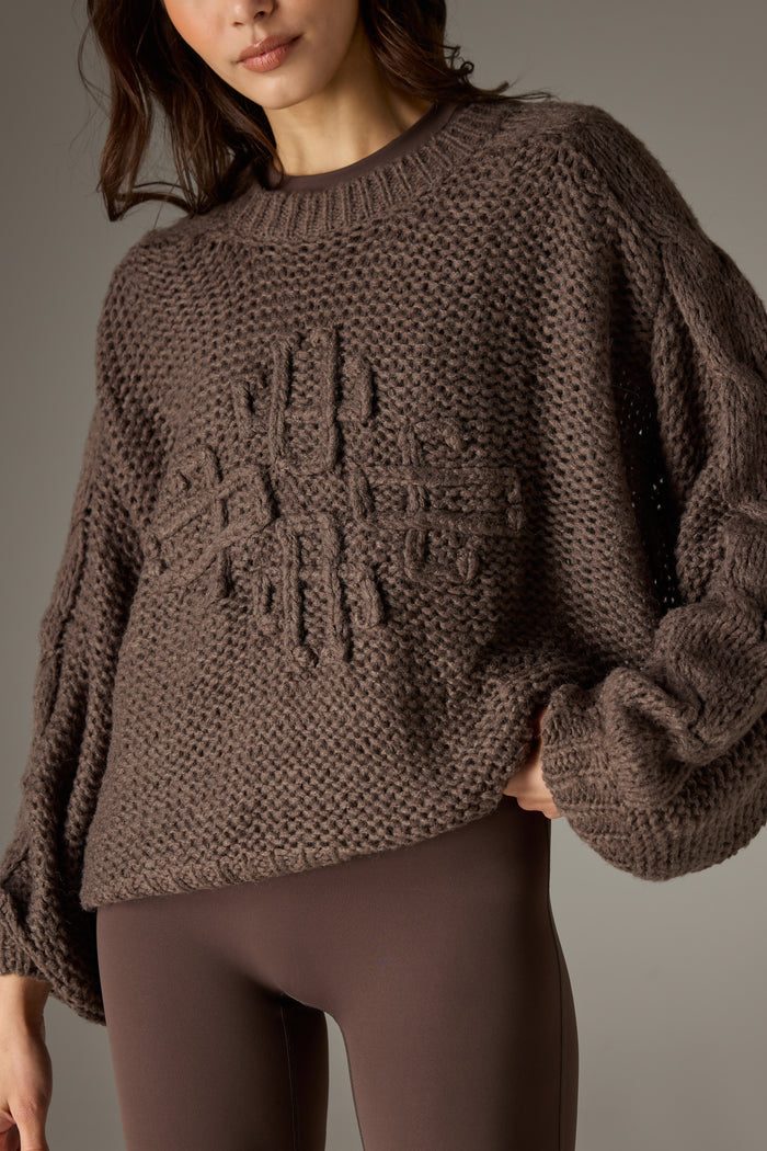 EMBLEM OVERSIZED KNIT JUMPER - COCOA