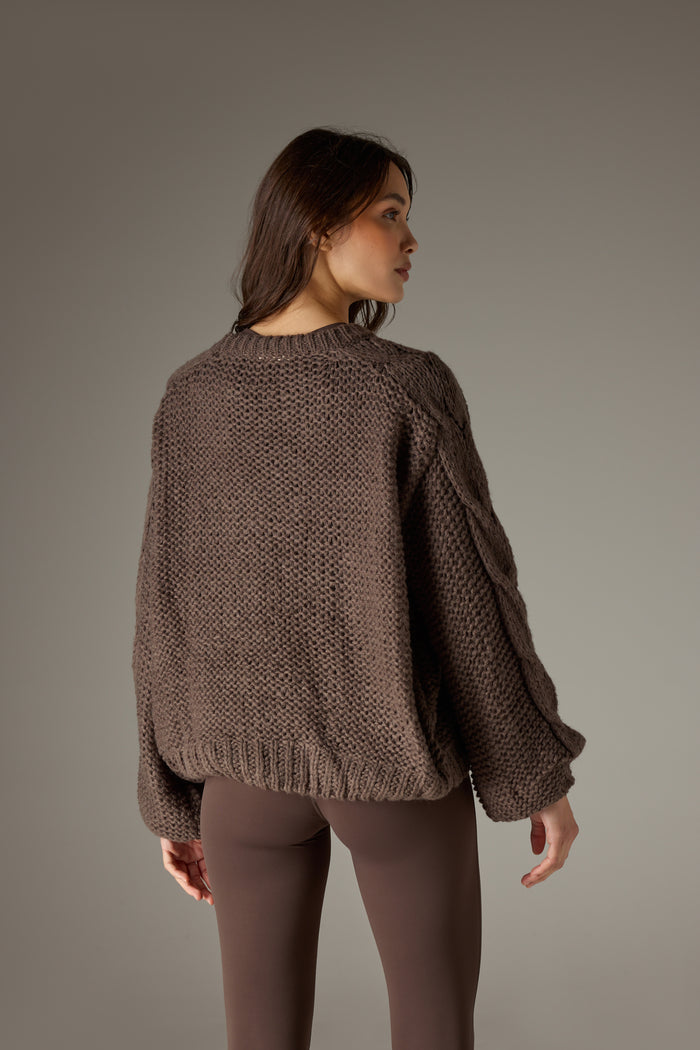 EMBLEM OVERSIZED KNIT JUMPER - COCOA