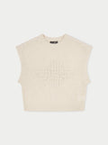 EMBLEM OVERSIZED KNIT VEST - STONE