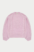 EMBLEM PLAITED OVERSIZED KNIT JUMPER - PINK