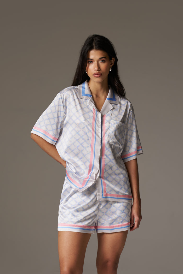 EMBLEM PRINT SHIRT - BLUE