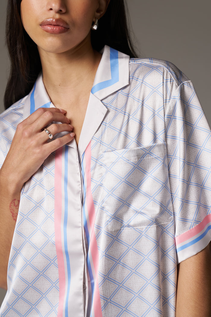 EMBLEM PRINT SHIRT - BLUE