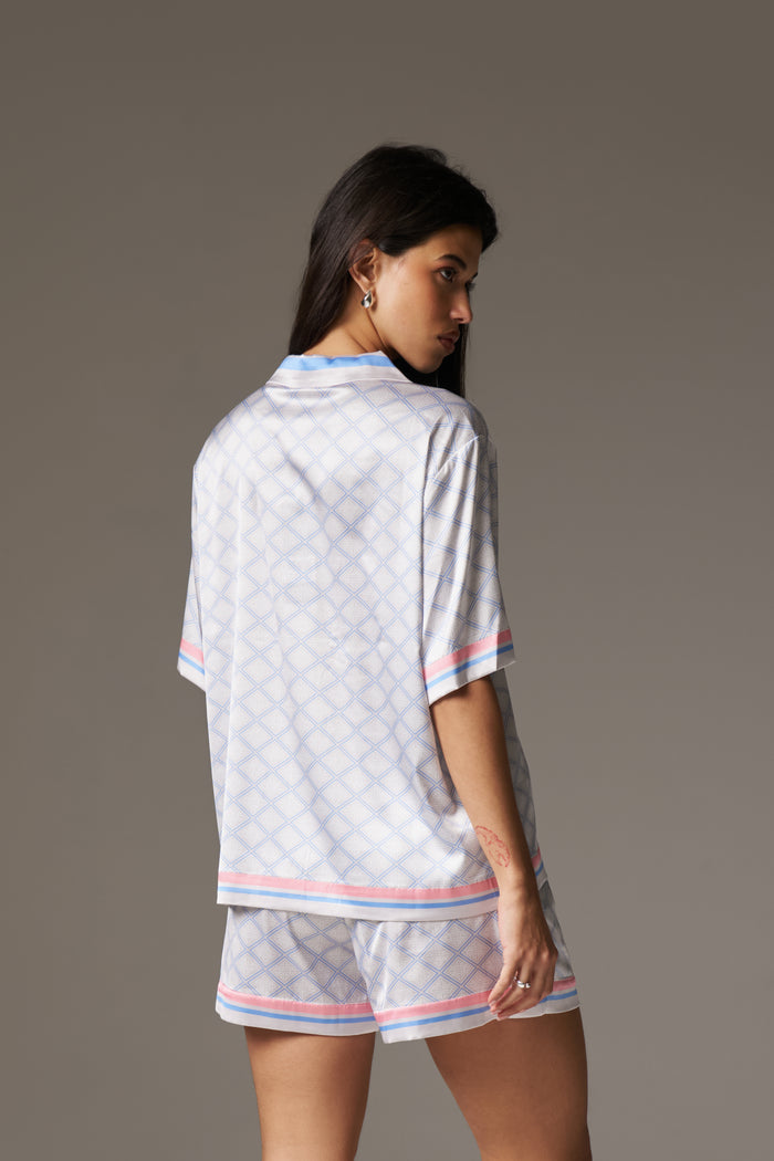 EMBLEM PRINT SHIRT - BLUE