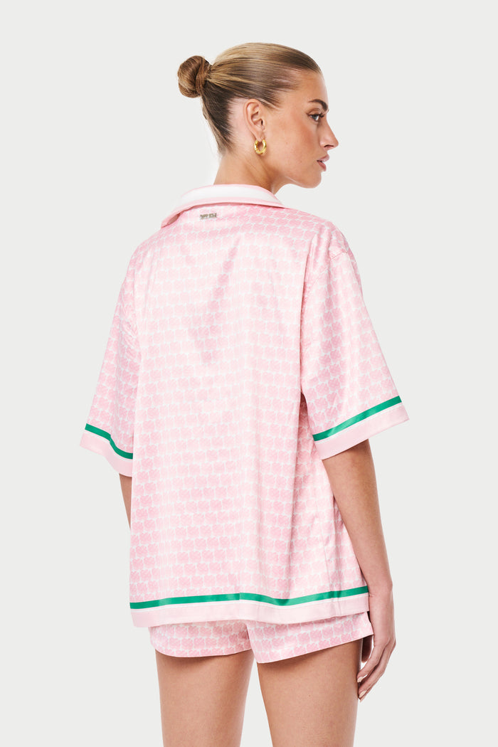 EMBLEM PRINTED RESORT SHIRT - PINK