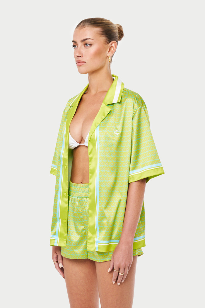 EMBLEM PRINTED RESORT SHIRT - YELLOW