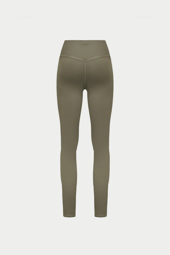 EMBLEM SCULPTING STRETCH LEGGINGS - KHAKI