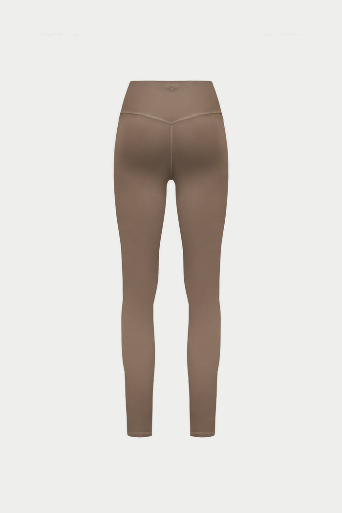 EMBLEM STRETCH SCULPTING LEGGINGS - COCOA