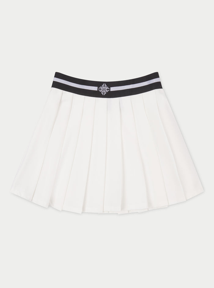 EMBLEM WAISTBAND TENNIS MINI SKIRT - WHITE