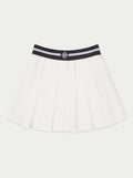 EMBLEM WAISTBAND TENNIS MINI SKIRT - WHITE