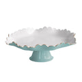 ENCANTO Colette Pedestal Cake Plate (Turquoise and White)
