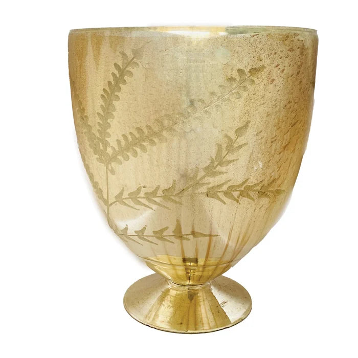 Etched Mercury Glass Footed Vase, Antique Silver Finish (Copy)