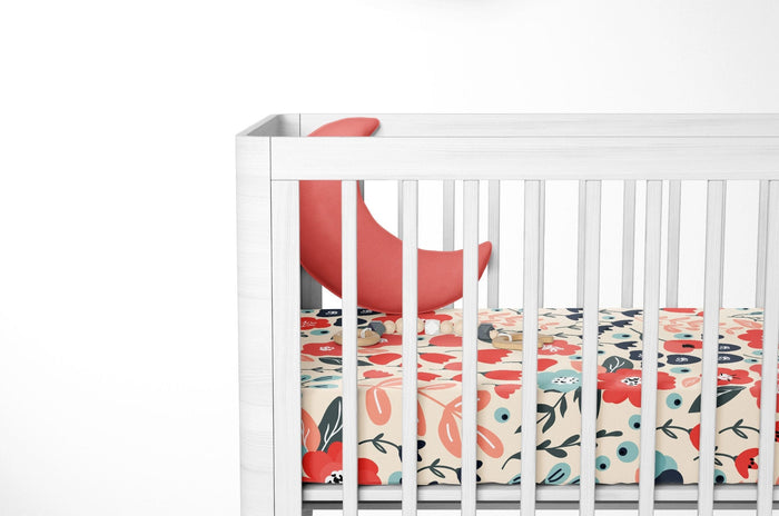 Modern Baby Crib Sheet Floral, Baby Bedding, Big Girl Bedding, Modern Nursery Decor, Made in the US | Pippa + June