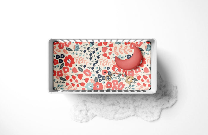 Modern Baby Crib Sheet Floral, Baby Bedding, Big Girl Bedding, Modern Nursery Decor, Made in the US | Pippa + June