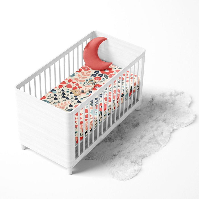 Modern Baby Crib Sheet Floral, Baby Bedding, Big Girl Bedding, Modern Nursery Decor, Made in the US | Pippa + June