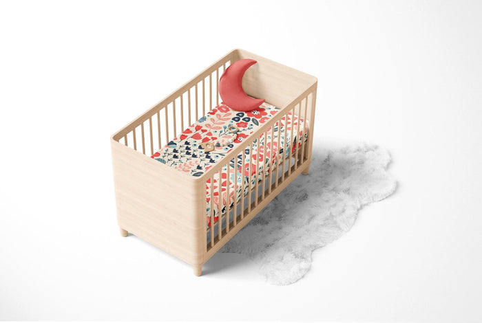 Modern Baby Crib Sheet Floral, Baby Bedding, Big Girl Bedding, Modern Nursery Decor, Made in the US | Pippa + June