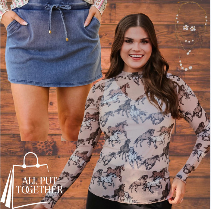Jess Lea everyday skort in blue denim — women's casual skort | All Put Together