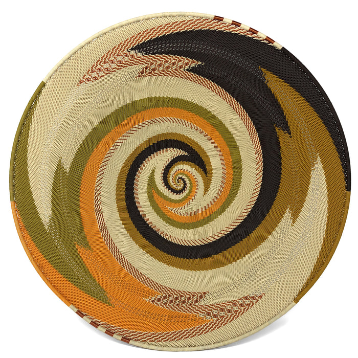 Fair Trade Zulu Telephone Wire 12-inch Platter Basket, African Earth