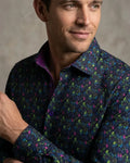 Falling Leaves Print Pure Cotton Shirt-Makrom