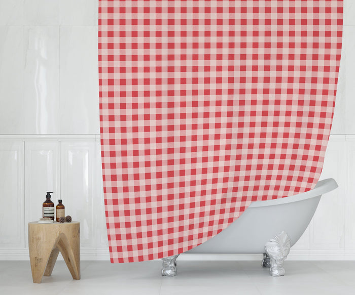 Farmhouse Shower Curtain Red Checkered, Bath Curtain, Bathroom Decor & Accessories, Made in the USA | Pippa + June