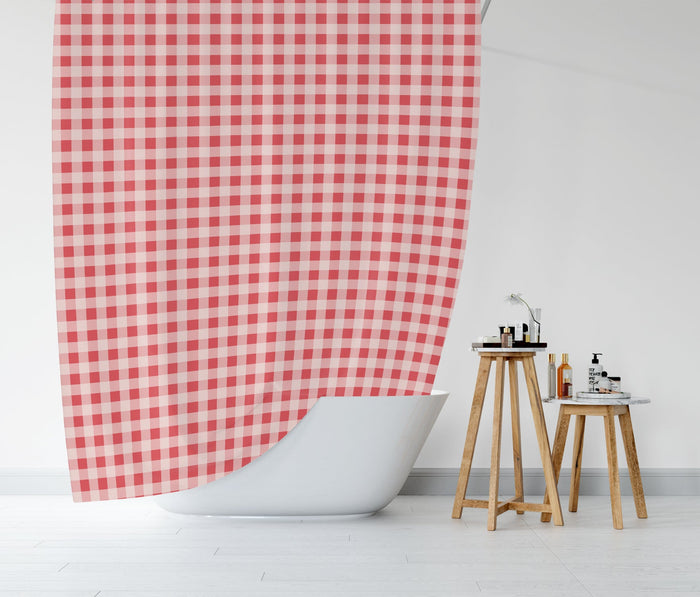 Farmhouse Shower Curtain Red Checkered, Bath Curtain, Bathroom Decor & Accessories, Made in the USA | Pippa + June