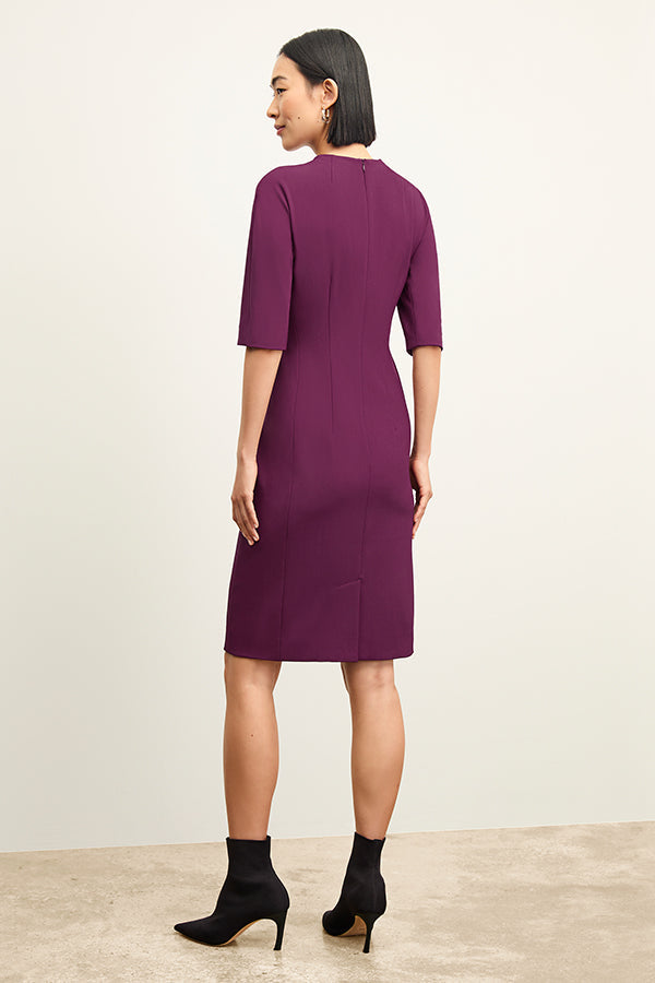 front image of a woman wearing the farnoosh dress in plumberry | Exclude