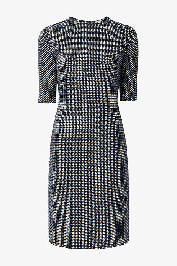 Packshot image of the farnoosh dress in black and white houndstooth | Exclude | Still