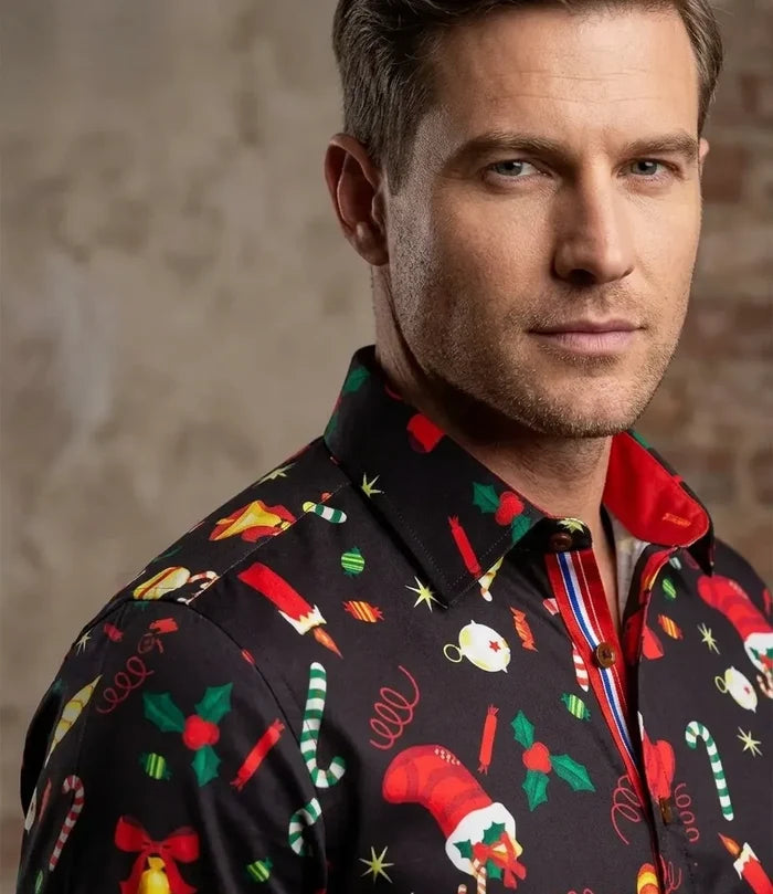 Festive Christmas Candy Cane Print Shirt