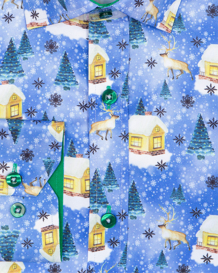 Festive Christmas Print Shirt-Makrom