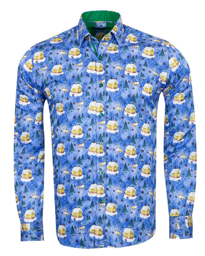 Festive Christmas Print Shirt-Makrom