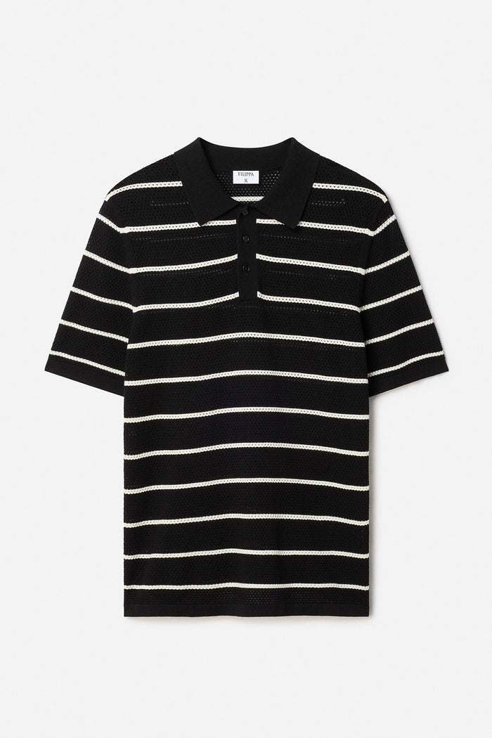 Filippa K Striped Mesh Polo-piké NWT