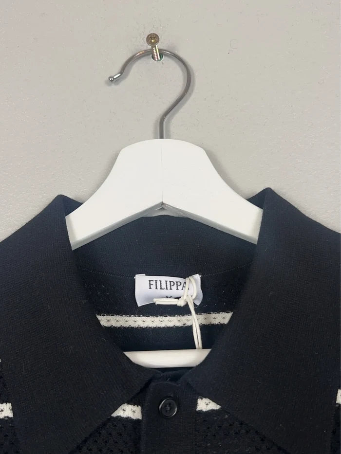 Filippa K Striped Mesh Polo-piké NWT