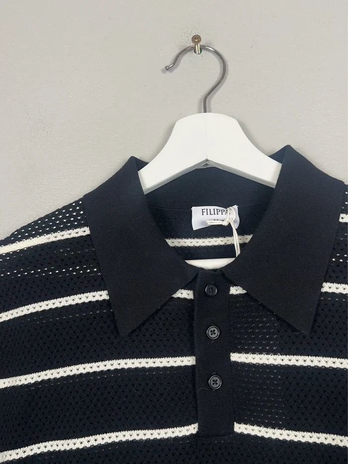 Filippa K Striped Mesh Polo-piké NWT