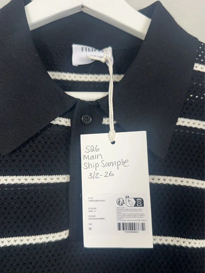Filippa K Striped Mesh Polo-piké NWT
