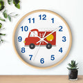 Kids Wall Clock, Fire Truck Wall Clock, Silent Non Ticking Wall Clock, Children's Wall Clock, Nursery Wall Clock, Toddler Wall Clock, Baby Room Clock, Playroom Wall Clock, Boys Bedroom Wall Clock, Kids Room Decor, Made in the USA | Pippa + June