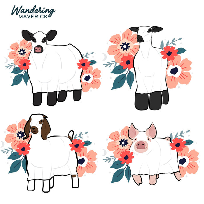 Floral Ghost Animals - CHOOSE YOUR ANIMAL – Infant/Toddler/Youth