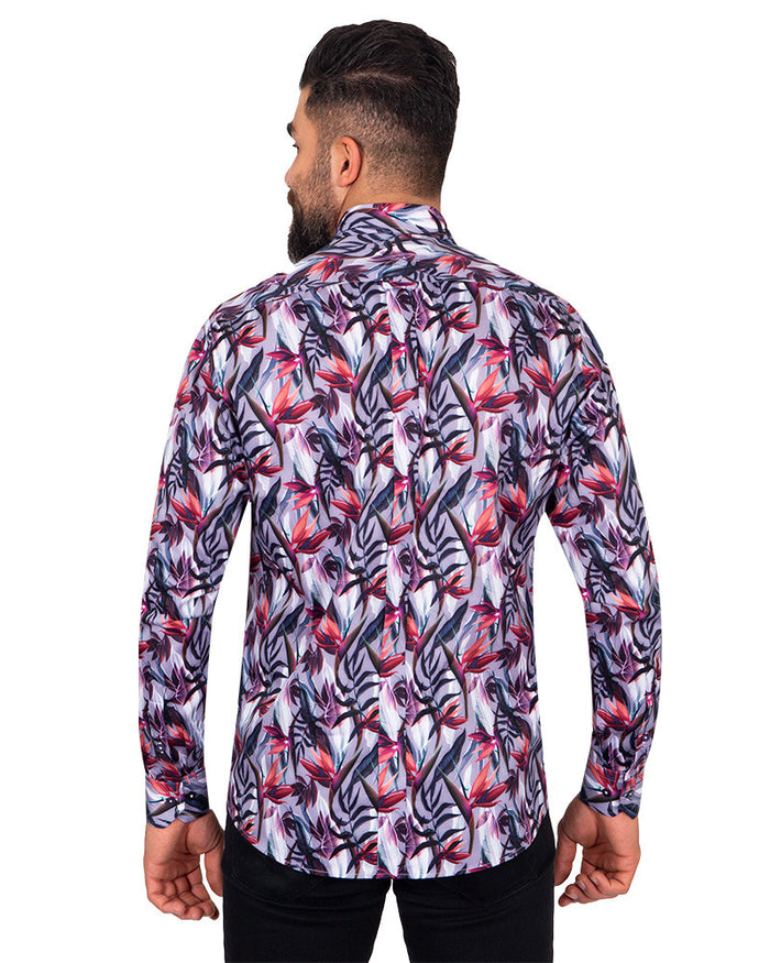 Floral Lily Print Pure Cotton Shirt-Makrom