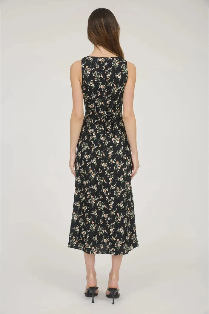 Floral Sleeveless Button Down Midi Dress