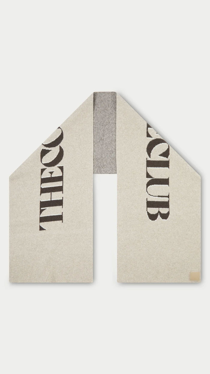 FLUFFY KNIT COPYRIGHT SCARF - BEIGE