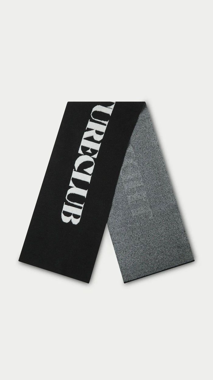 FLUFFY KNIT COPYRIGHT SCARF - BLACK