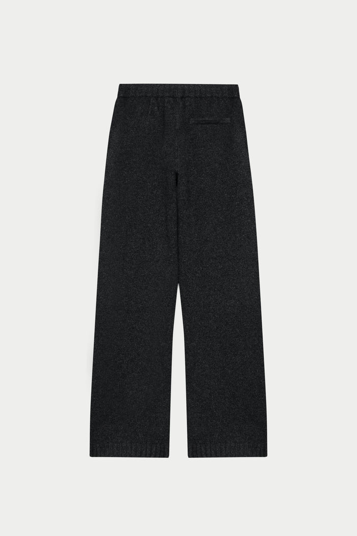 FLUFFY KNIT EMBLEM EMBROIDERED JOGGER - CHARCOAL