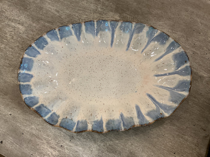 Fluttered Oval Platter - Blue Willow