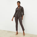 Front image of a woman wearing the Foster Pant in Dark Mink | Lead