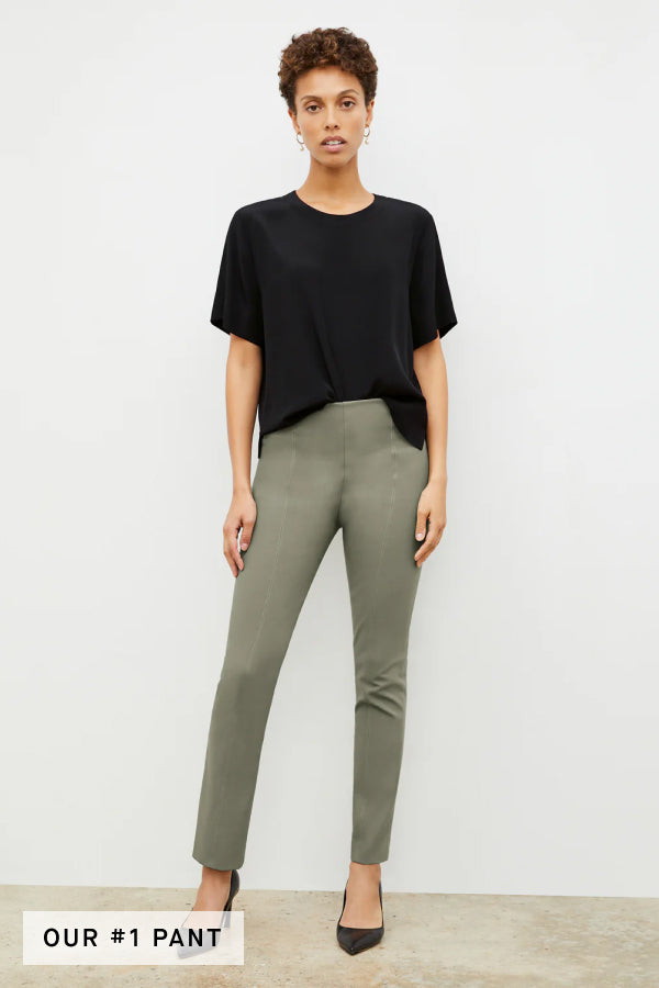 Front image of a woman wearing the foster pant in thyme | Exclude | Grid