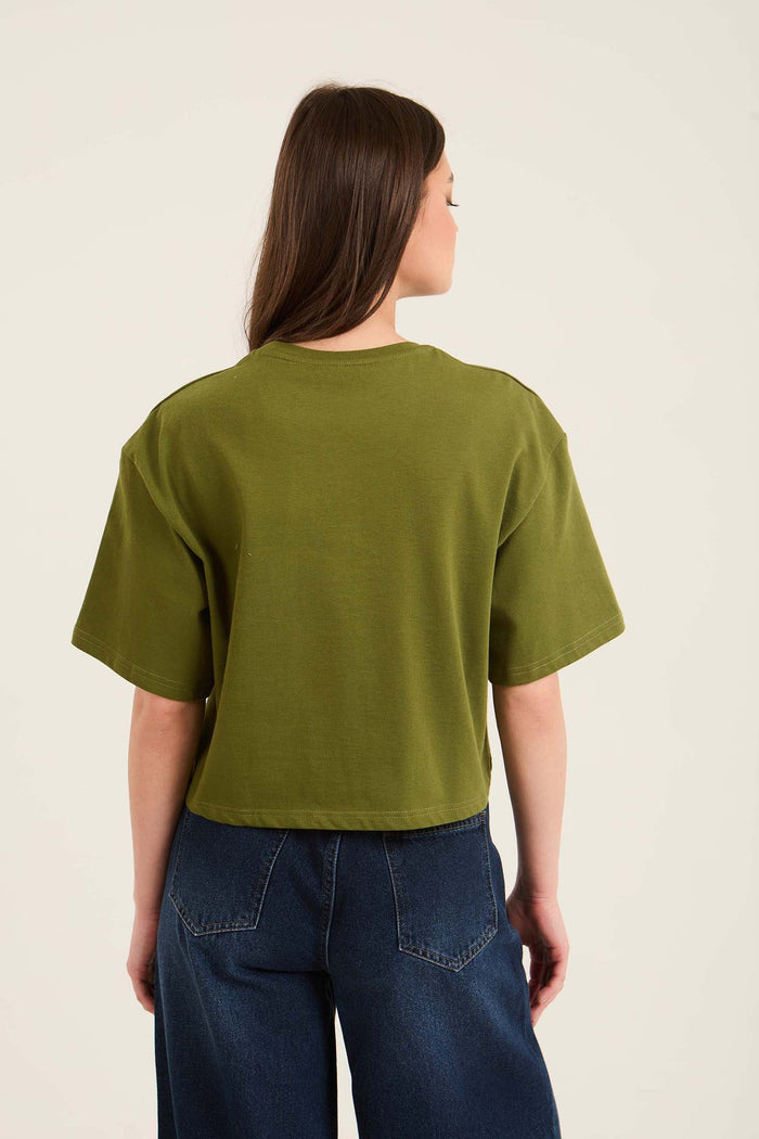 Front Patched Pocket Elbow Sleeves Tee
