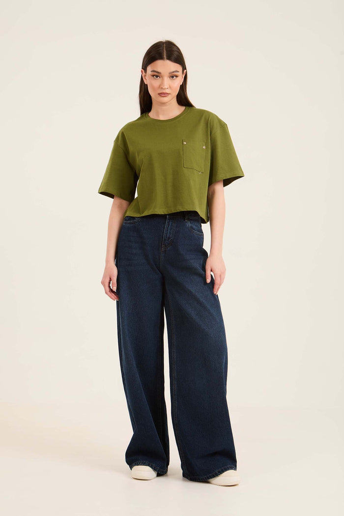 Front Patched Pocket Elbow Sleeves Tee
