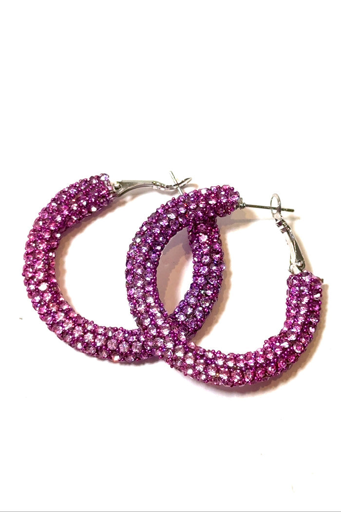 Style the Pave Stone 1 Inch Hoop Earring exclusively at Born To Glam